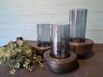 Waxinelichthouder Windlicht NIEUW Glas Metaal 29cm 21,5cm, Huis en Inrichting, Woonaccessoires | Kandelaars en Kaarsen, Ophalen of Verzenden