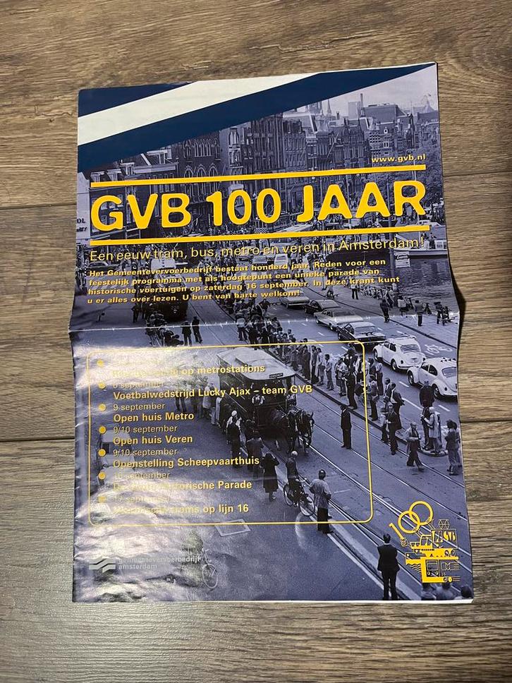 GVB 100 Jaar Krant, Verzamelen, Spoorwegen en Tramwegen, Gebruikt, Bus of Metro, Boek of Tijdschrift, Ophalen