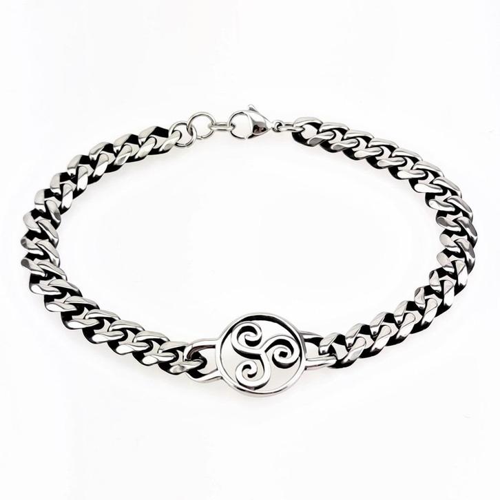 Stalen Triskelion Armband - RVS - Dames of Heren, Sieraden, Tassen en Uiterlijk, Armbanden, Nieuw, Staal, Zilver, Verzenden