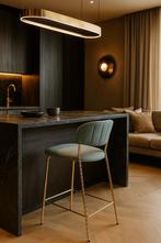 NIEUW! 2x Barkruk Jolien licht groen/ goud, Met voetsteun, 60 tot 90 cm, Nieuw, Ophalen of Verzenden