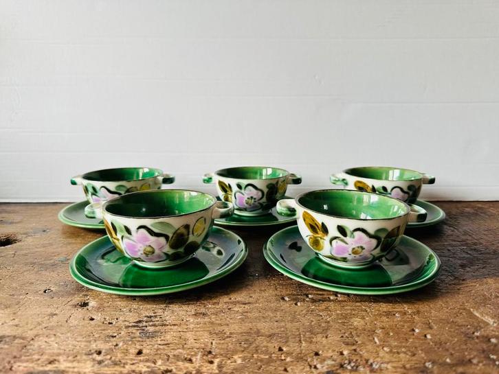 Boch Belgium soepkommenset 5x In the mood vintage, Antiek en Kunst, Antiek | Servies los, Ophalen of Verzenden