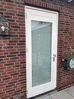Witte buitendeur met glas, Ophalen, Gebruikt, 80 tot 100 cm, 200 tot 215 cm