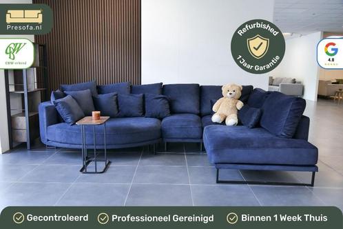Loungebank Dordoni U-vorm Velvet Donkerblauw | Garantie, Huis en Inrichting, Banken | Bankstellen, Zo goed als nieuw, Hoekbank