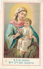 Oud devotieprentje Maria + Kind O.L.Vrouw v,d, Rozenkrans, Ophalen of Verzenden, Zo goed als nieuw, Kaart of Prent, Christendom | Katholiek