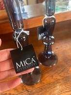 Mica kandelaar glas, Huis en Inrichting, Woonaccessoires | Kandelaars en Kaarsen, Overige materialen, Blauw, Nieuw, Ophalen of Verzenden