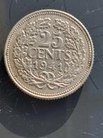 1941 Kwartje - Wilhelmina, Zilver, 25 cent, Ophalen of Verzenden, Koningin Wilhelmina