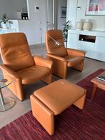 DeSede DS50 fauteuils met hocker, Huis en Inrichting, Fauteuils, Ophalen, Gebruikt, 50 tot 75 cm, Leer