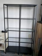 Metalen Kast met Glazen Planken, Huis en Inrichting, Kasten | Stellingkasten, Ophalen, Gebruikt