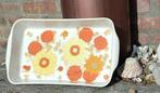 Vintage PILLIVUYT Locarno ovenschaal oranje geel bloem 38x21, Ophalen of Verzenden, Gebruikt