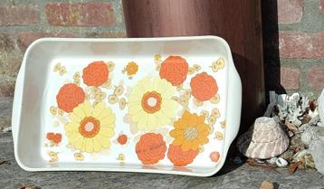 Vintage PILLIVUYT Locarno ovenschaal oranje geel bloem 38x21 beschikbaar voor biedingen