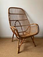 Vintage rotan stoel met hoge rugleuning, Ophalen, Gebruikt, Bruin, Riet of Rotan