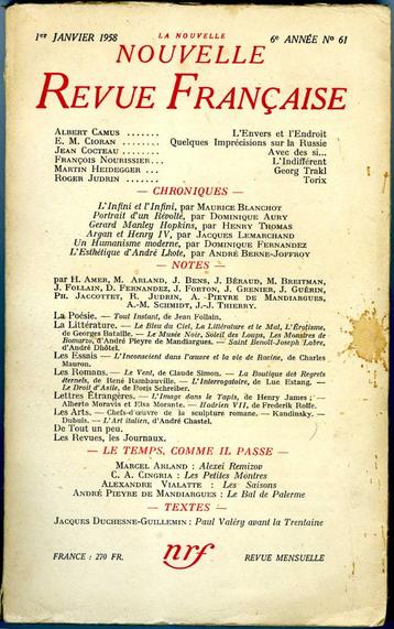 La nouvelle revue francaise  beschikbaar voor biedingen