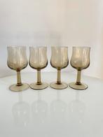 Vintage 4x rookglas port/whiskey/likeur  bruin arcopal, Ophalen of Verzenden, Zo goed als nieuw, Overige typen