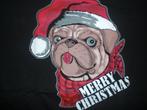 kerst t shirt met buldog maat L, Maat 52/54 (L), Greatstone, Zwart, Nieuw