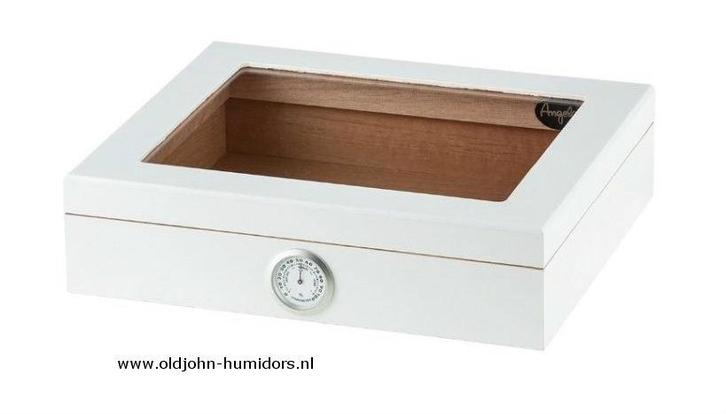 HUMIDOR WIT EDITION GROOT VENSTER MERKHUMIDOR ANGELO    h16, Verzamelen, Rookartikelen, Aanstekers en Luciferdoosjes, Nieuw, Tabaksdoos of Verpakking