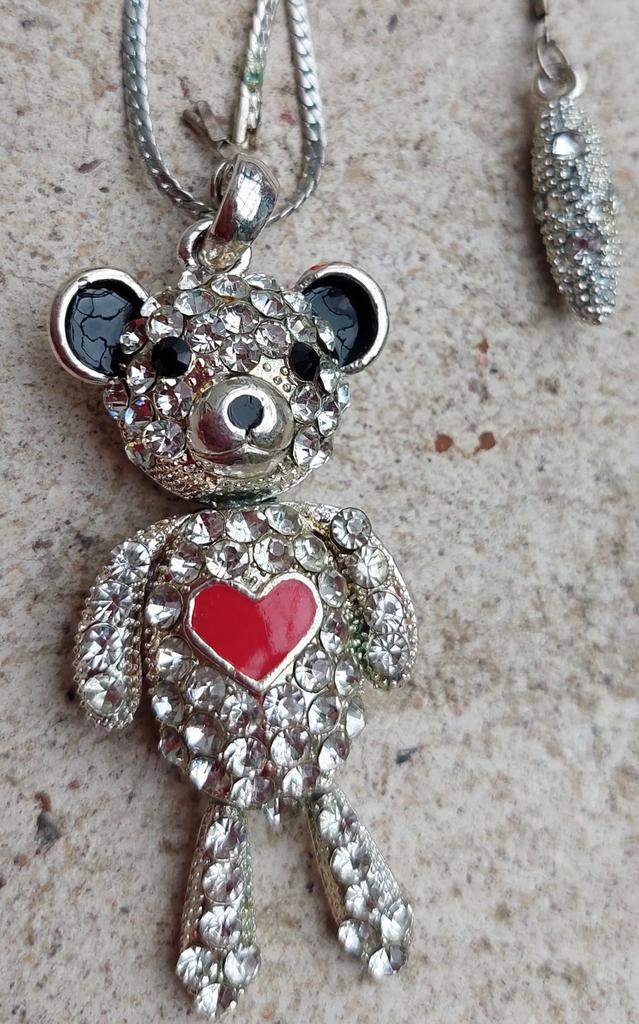 Zilverkleurige Beer Hanger - Bewegende Pootjes, Sieraden, Tassen en Uiterlijk, Kettingen, Zo goed als nieuw, Zilver, Zilver, Met hanger