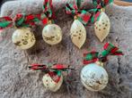 Vintage kerstballen met strik, Ophalen of Verzenden