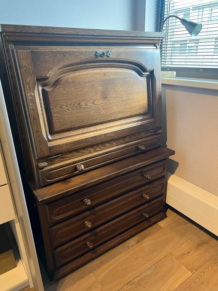 Donker Eiken Secretaire met Gebruikerssporen, Huis en Inrichting, Kasten | Dressoirs, Gebruikt, 50 tot 100 cm, 25 tot 50 cm, Met lade(s)