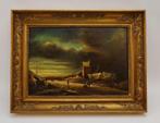 Antiek schilderij op doek - Gesigneerd, Antiek en Kunst, Kunst | Schilderijen | Klassiek, Ophalen of Verzenden