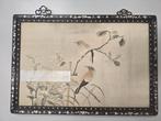Chineze zijdebroderie vogels, lijst hout met parelmoer 71x49, Ophalen
