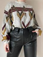 Vintage trui met print, M. Boho bohemian knit unisex wol, Kleding | Dames, Truien en Vesten, Gedragen, Grijs, Vintage, Maat 46/48 (XL) of groter