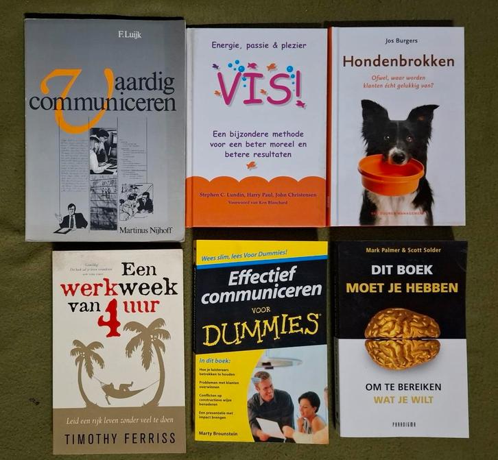 6 management / communicatie boeken, Boeken, Humor, Gelezen, Overige typen, Ophalen of Verzenden