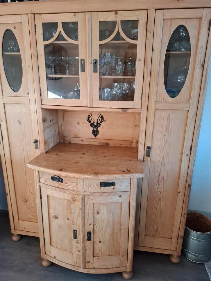 Oud grenen buikkast, Huis en Inrichting, Kasten | Buffetkasten, Zo goed als nieuw, 25 tot 50 cm, Glas, Ophalen