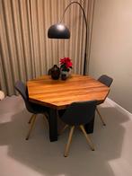 Eettafel afrormosia hout octagon/achthoek, Ophalen, Gebruikt, Metaal, Vijf personen of meer