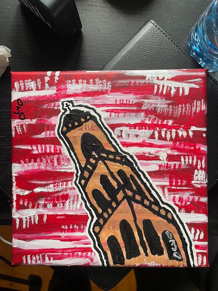 ‘Domtoren’ handgemaakt schilderij, Antiek en Kunst, Kunst | Schilderijen | Abstract, Ophalen of Verzenden