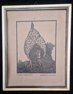 Zilverwyandotte Oorspronkelijke Houtgravure JAN MANKES, Antiek en Kunst, Kunst | Etsen en Gravures, Ophalen of Verzenden