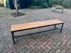 Mooi massief houten industrieel bankje, Ophalen, Gebruikt, Minder dan 75 cm, 150 tot 200 cm