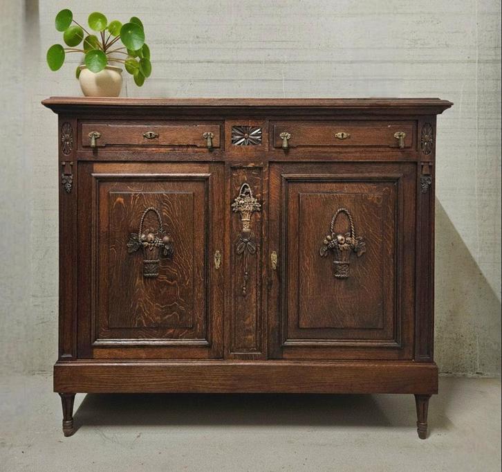 Antieke brocante Art Deco commode vintage dressoir kast, Antiek en Kunst, Curiosa en Brocante, Ophalen of Verzenden