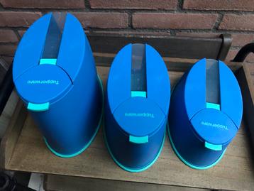 Tupperware blauwe bewaardoosjes - 3 stuks beschikbaar voor biedingen