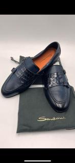 Santoni gespschoenen leder combi blauw maat UK6, Blauw, Nieuw, Ophalen of Verzenden, Gespschoenen