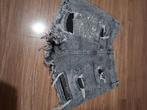 Grijze Denim Short met Diamanten, Kleding | Dames, Broeken en Pantalons, Kort, Maat 42/44 (L), Nieuw, Ophalen of Verzenden