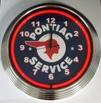 Pontiac muscle car service neon klok kado decoratie klokken, Neon klok, Lichtbak of (neon) lamp, Nieuw, Ophalen of Verzenden