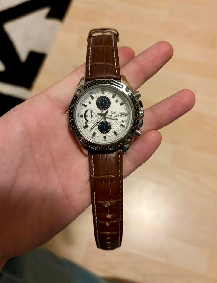 Megir heren horloge met datumaanduiding, Z.G.A.N., Sieraden, Tassen en Uiterlijk, Horloges | Heren, Zo goed als nieuw, Overige merken