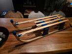 Nijdam opvouwbare houten slee met touw, Ophalen, Rem, Gebruikt, Hout
