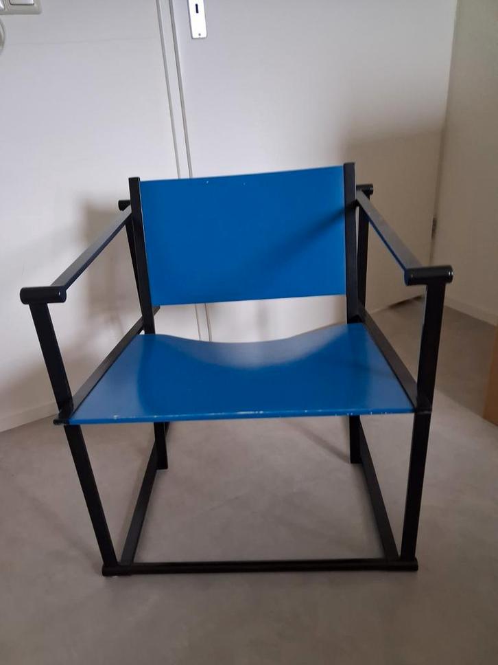 Pastoe FM60 Designstoel Radboud van Beekum, Huis en Inrichting, Stoelen, Gebruikt, Eén, Hout, Metaal, Blauw, Ophalen