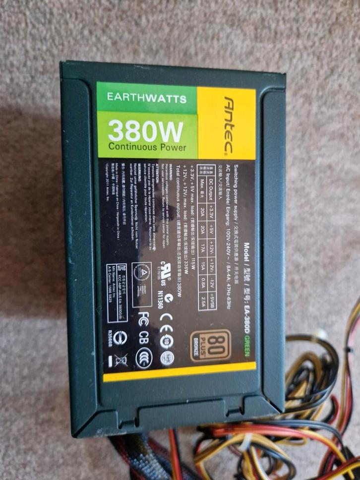 Antec Earthwatts EA-380D Green - 380W Voeding, Computers en Software, Interne voedingen, Gebruikt, Ophalen