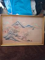 2 x Chinees Japanse zijde schilderijen gesigneerd silk, Ophalen