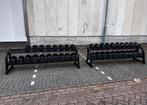 Technogym Pu Rubberen Dumbells 4 t/m 40kg + 2x Opbergrekken, Sport en Fitness, Fitnessmaterialen, Ophalen, Gebruikt, Dumbbell