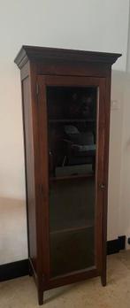 Zware houten vitrinekast met glazrn deur, Huis en Inrichting, Kasten | Vitrinekasten, Ophalen, 50 tot 100 cm, Zo goed als nieuw