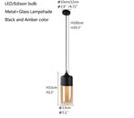 Hanglamp E27 Zwart AMBER geel Hang-lamp Glas 30CM lang Nieuw, Huis en Inrichting, Lampen | Hanglampen, Nieuw, Ophalen of Verzenden
