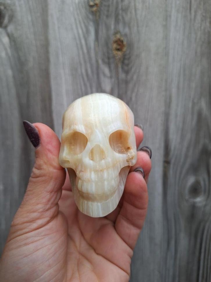 Skull groene onyx, Verzamelen, Mineralen en Fossielen, Verzenden