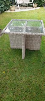 tuintafel met glasplaat 80x80 cm.., Ophalen, Gebruikt, Rechthoekig, Aluminium