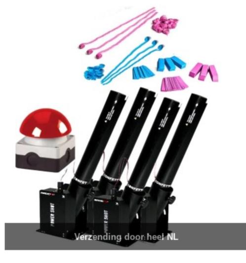 Te huur: Gender Reveal - MEGA 2 confetti 2 streamer - Shoote, Hobby en Vrije tijd, Feestartikelen | Verhuur, Zo goed als nieuw
