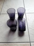 GLAZEN, set van 3, Aubergine, oud, Ophalen, Glas of Glazen, Gebruikt, Glas