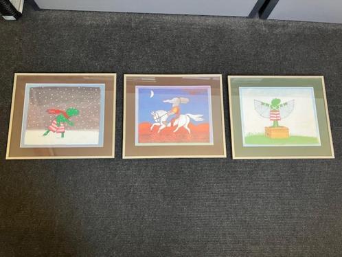 3 fotolijsten met passe-partout Kikker Max Velthuijs, Huis en Inrichting, Woonaccessoires | Lijsten, Zo goed als nieuw, Minder dan 50 cm