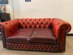 Mooie rode leren bank chesterfield, Huis en Inrichting, Banken | Bankstellen, Gebruikt, 150 tot 200 cm, Tweepersoons, Ophalen of Verzenden